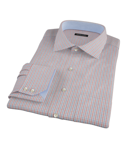 Red and Blue Tattersall Twill Fitted Dress Shirt 