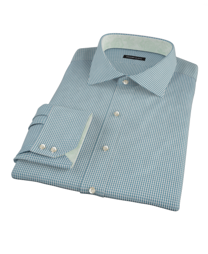 Dark Green Mini Gingham Custom Dress Shirt 