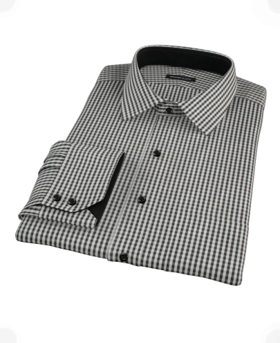 Small Black Gingham Fitted Dress Shirt 
