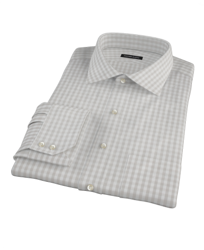 Pale Gray Gingham Men's Dress Shirt 