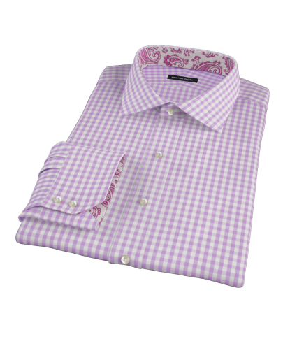 Light Purple Gingham Men's Dress Shirt 