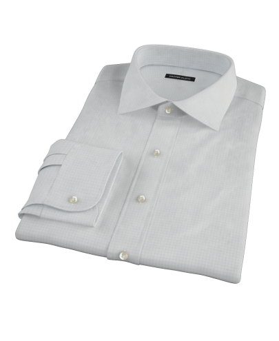 Light Blue Grid Twill Fitted Dress Shirt 
