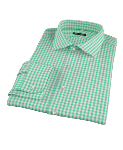 Light Green Gingham Men's Dress Shirt 