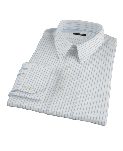 Blue Windowpane Twill Men's Dress Shirt 