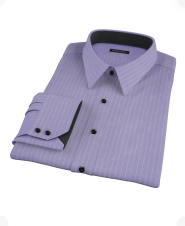 Purple White Pinstripe Fitted Dress Shirt 