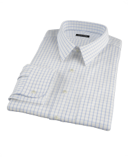 Blue Windowpane Fitted Dress Shirt 