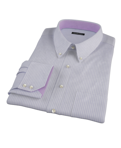 Purple Stripe Twill Fitted Dress Shirt 