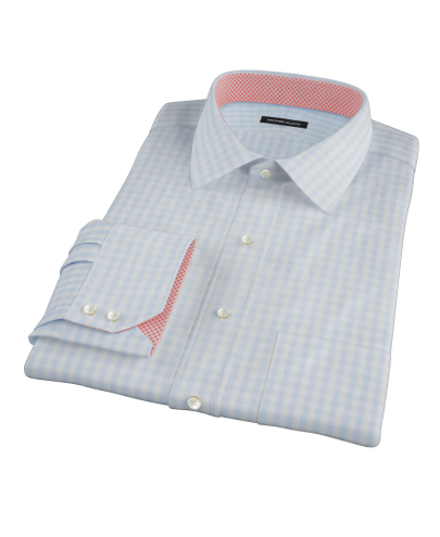 Pale Blue Gingham Men's Dress Shirt 