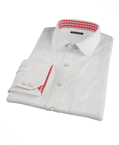 White Pinpoint Fitted Dress Shirt 