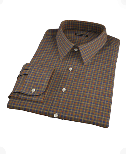 Brown Tartan Men's Dress Shirt 