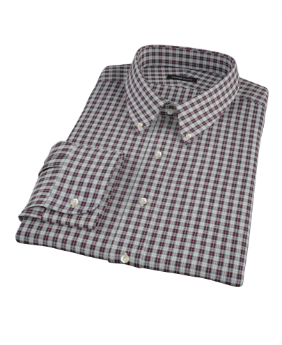 Sullivan Street Maroon Plaid Fitted Dress Shirt 