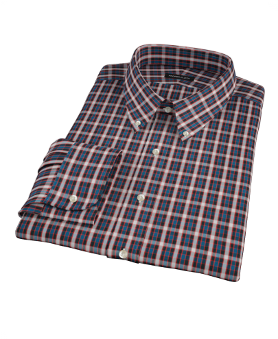 Mandarin Ocean Plaid Men's Dress Shirt 