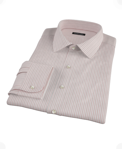 Bordered Pink Stripe Fitted Dress Shirt 