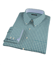 Veridian Green Oxford Plaid Fitted Dress Shirt 