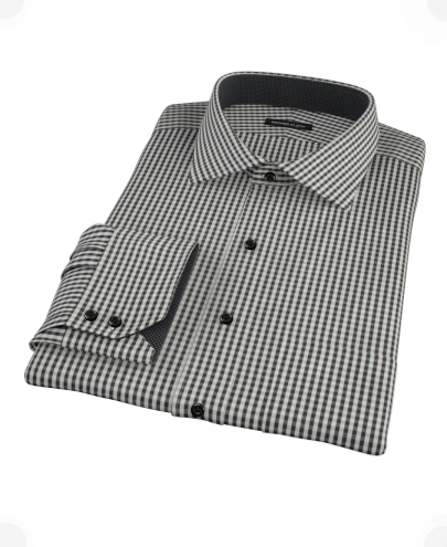 Small Black Gingham Custom Dress Shirt 