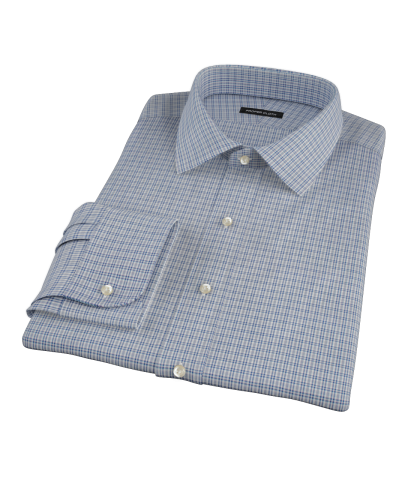 Navy HD Check Fitted Dress Shirt 