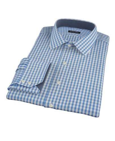 Canvas Blue Gingham Fitted Dress Shirt 