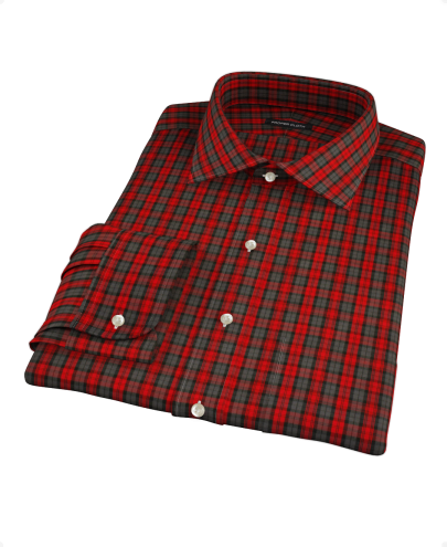 Red and Gray Plaid Men's Dress Shirt 