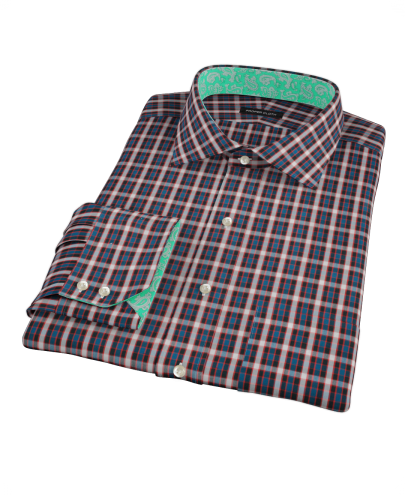 Mandarin Ocean Plaid Custom Dress Shirt 