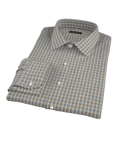 Mustard Plaid Oxford Cloth Men's Dress Shirt 