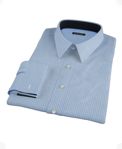 Blue White Stripe Broadcloth Custom Dress Shirt 