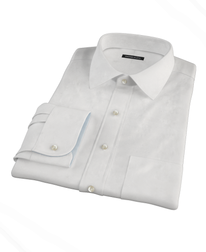 White Pinpoint Fitted Dress Shirt 