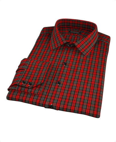 Red and Gray Plaid Men's Dress Shirt 