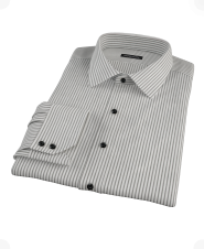 Black University Stripe Pinpoint Fitted Dress Shirt 