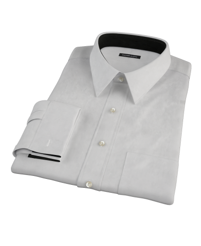 Light Gray Broadcloth Fitted Dress Shirt 
