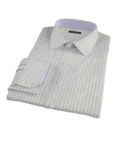 Pale Gray Gingham Custom Dress Shirt 