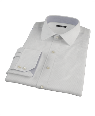 100s Pale Gray Stripe Fitted Dress Shirt 