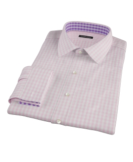 Pale Pink Gingham Fitted Dress Shirt 