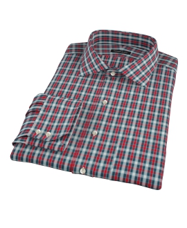 Red and Blue Block Plaid Men's Dress Shirt 