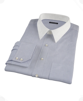 Navy University Stripe Fitted Dress Shirt 