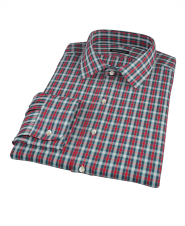 Red and Blue Block Plaid Men's Dress Shirt 