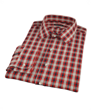 Mandarin Orange Plaid Custom Dress Shirt 