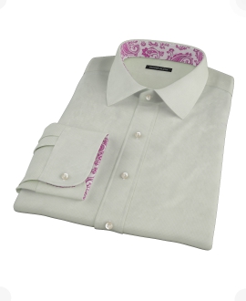 Soft Green Basketweave Fitted Dress Shirt 