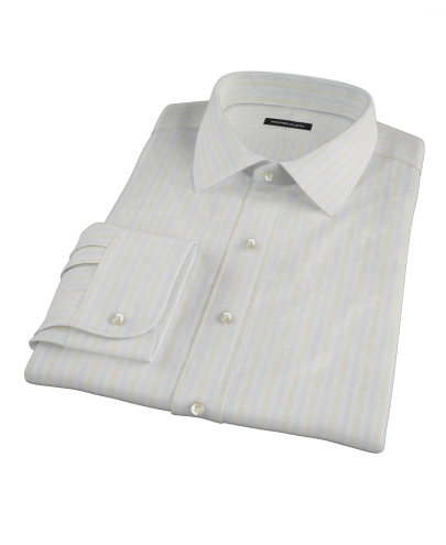 Blue and Yellow Stripe Men's Dress Shirt 