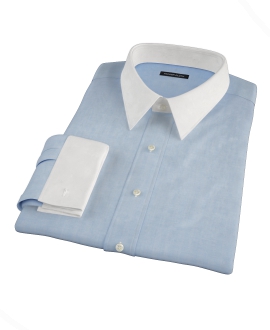 Light Blue Herringbone Custom Dress Shirt 