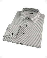 Black University Stripe Pinpoint Fitted Dress Shirt 