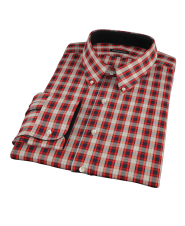 Mandarin Orange Plaid Custom Dress Shirt 