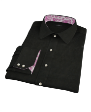 Black Broadcloth Fitted Dress Shirt 