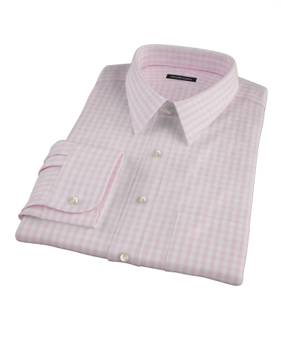 Pale Pink Gingham Custom Dress Shirt 