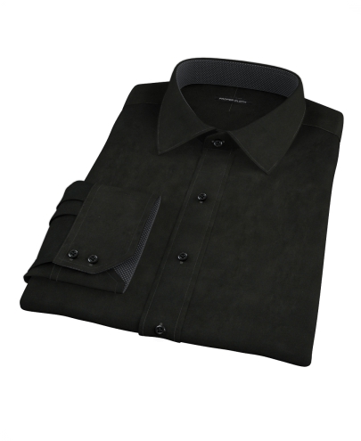 Black Broadcloth Fitted Dress Shirt 
