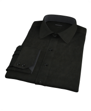 Black Broadcloth Fitted Dress Shirt 
