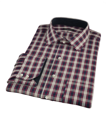 Mulberry Gold Plaid Men's Dress Shirt 