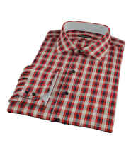 Mandarin Orange Plaid Custom Dress Shirt 