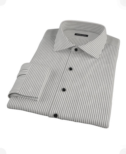 Black University Stripe Pinpoint Custom Dress Shirt 