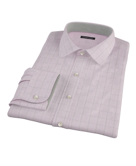 Pink Black Window Plaid Fitted Dress Shirt 