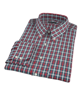 Red and Blue Block Plaid Men's Dress Shirt 